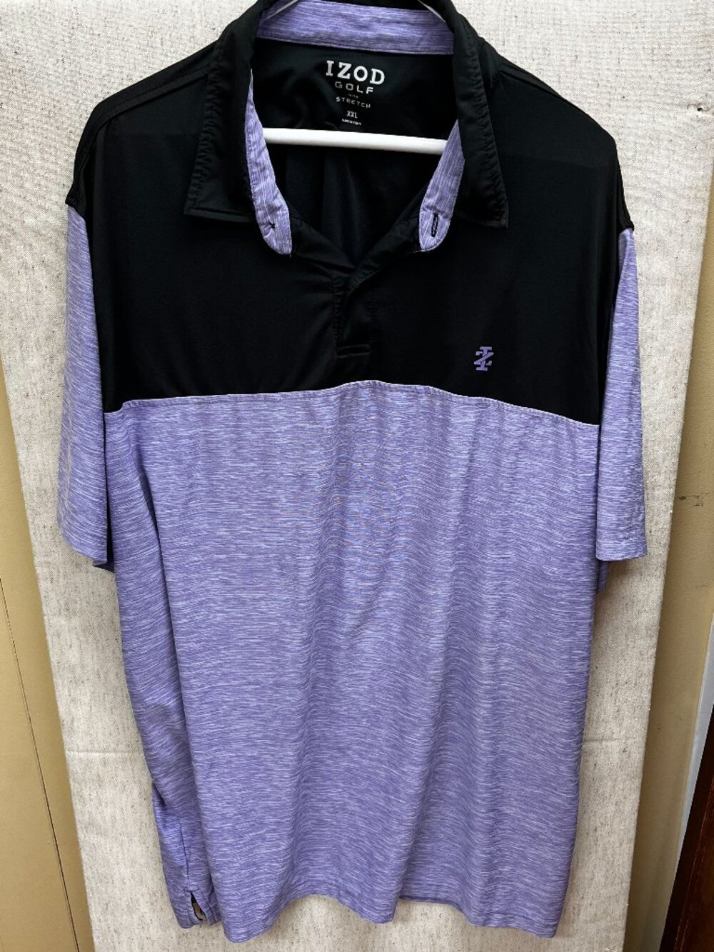 IZOD Golf Men's Black & Purple Colorblock Stretch Performance Polo Shirt - XXL
